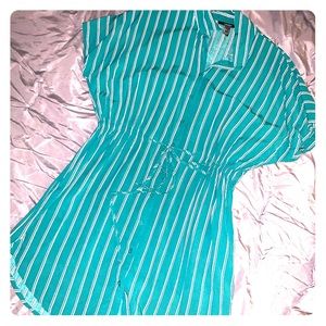 Forever 21 striped green/turquoise and white dress